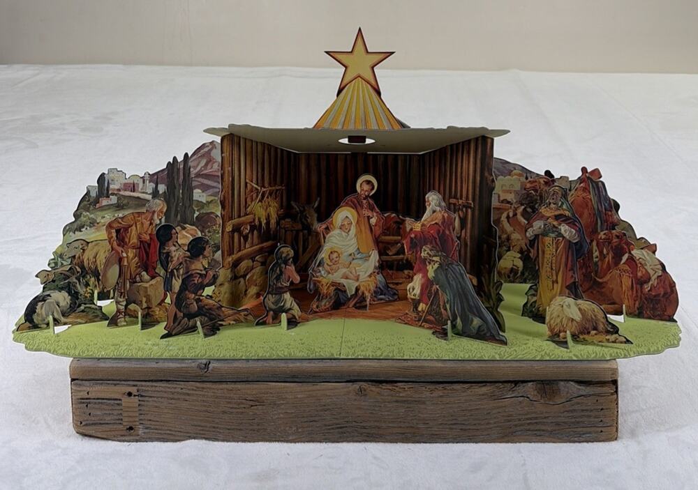 Vintage 1990’s Christmas Manger Set In Box ~ Cardboard Cutouts ~ Full Set!